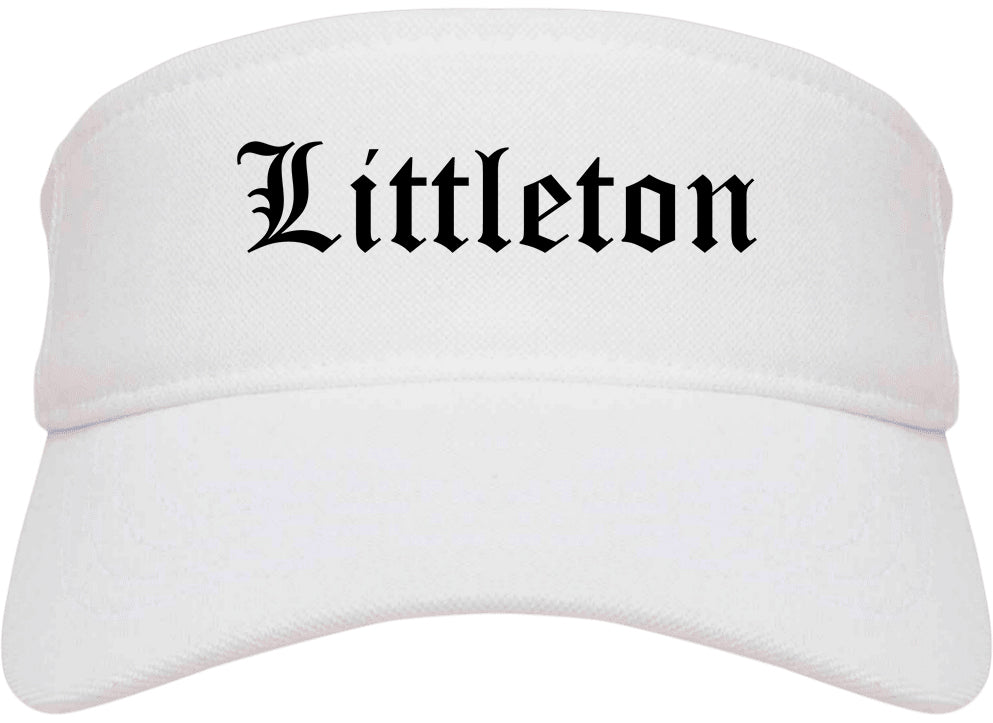 Littleton Colorado CO Old English Mens Visor Cap Hat White
