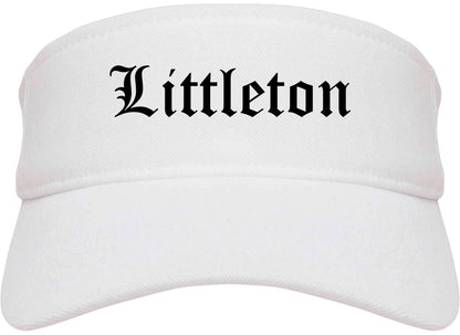 Littleton Colorado CO Old English Mens Visor Cap Hat White
