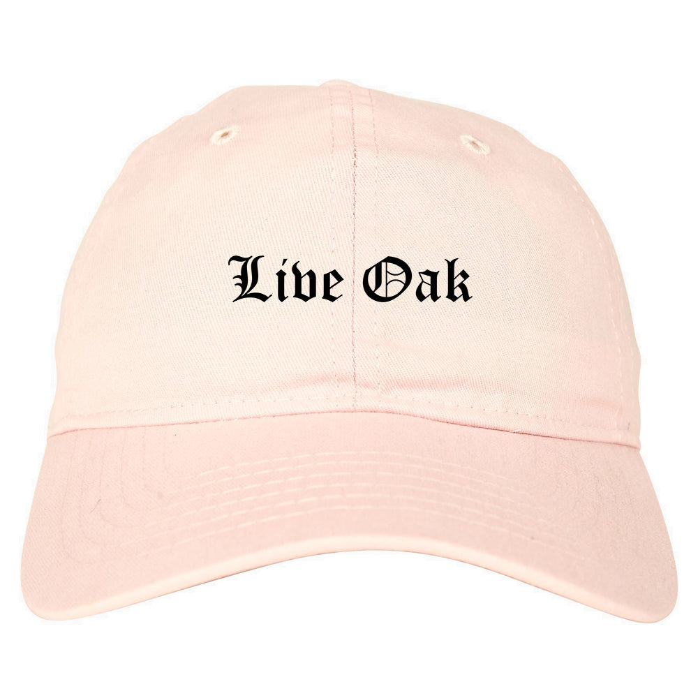 Live Oak California CA Old English Mens Dad Hat Baseball Cap Pink