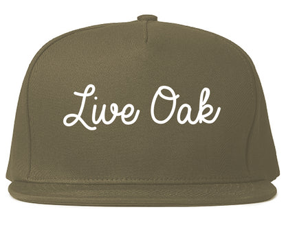 Live Oak California CA Script Mens Snapback Hat Grey