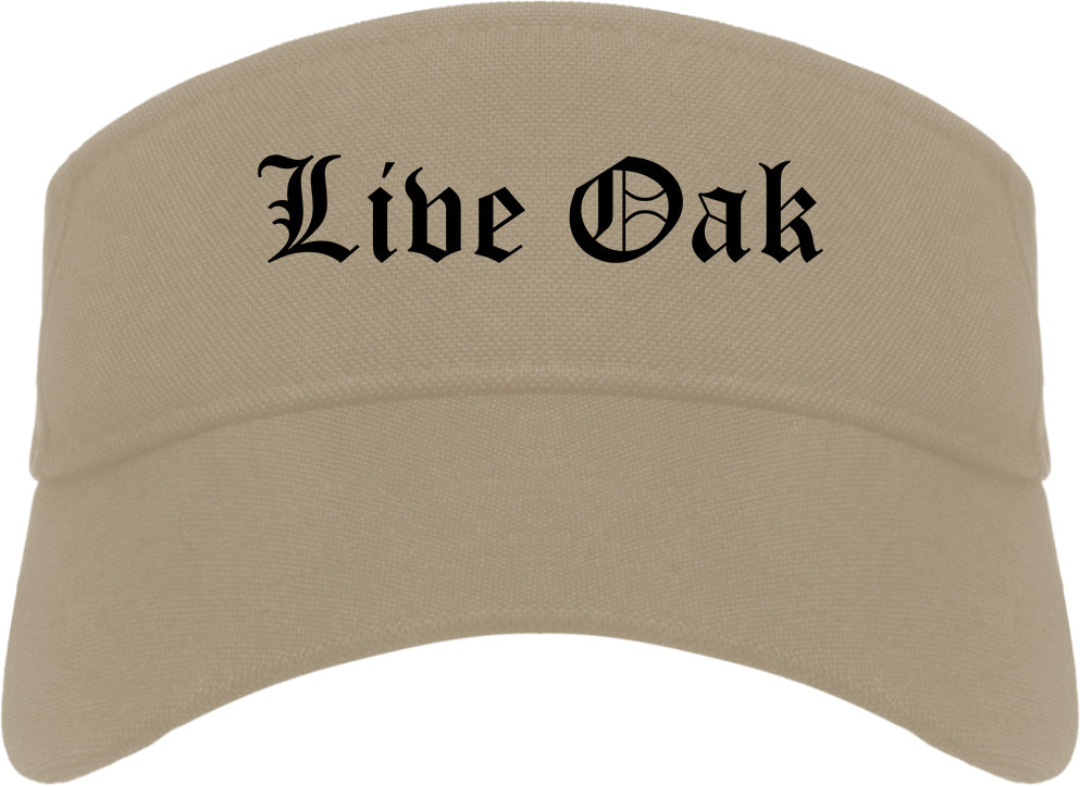 Live Oak California CA Old English Mens Visor Cap Hat Khaki