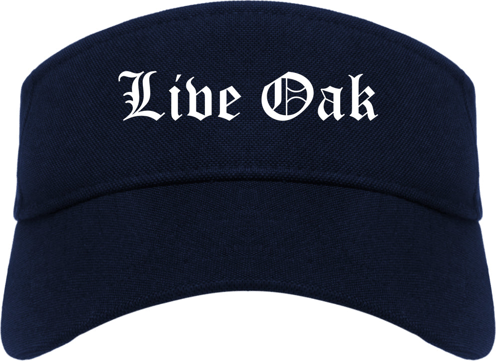 Live Oak California CA Old English Mens Visor Cap Hat Navy Blue