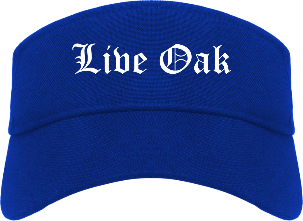 Live Oak California CA Old English Mens Visor Cap Hat Royal Blue