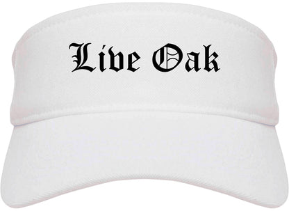Live Oak California CA Old English Mens Visor Cap Hat White