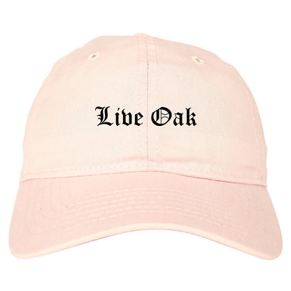 Live Oak Florida FL Old English Mens Dad Hat Baseball Cap Pink