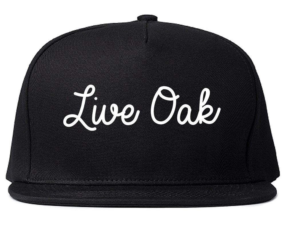 Live Oak Florida FL Script Mens Snapback Hat Black