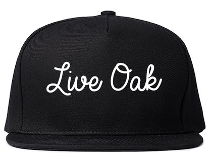 Live Oak Florida FL Script Mens Snapback Hat Black