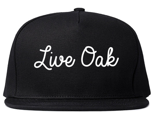 Live Oak Florida FL Script Mens Snapback Hat Black