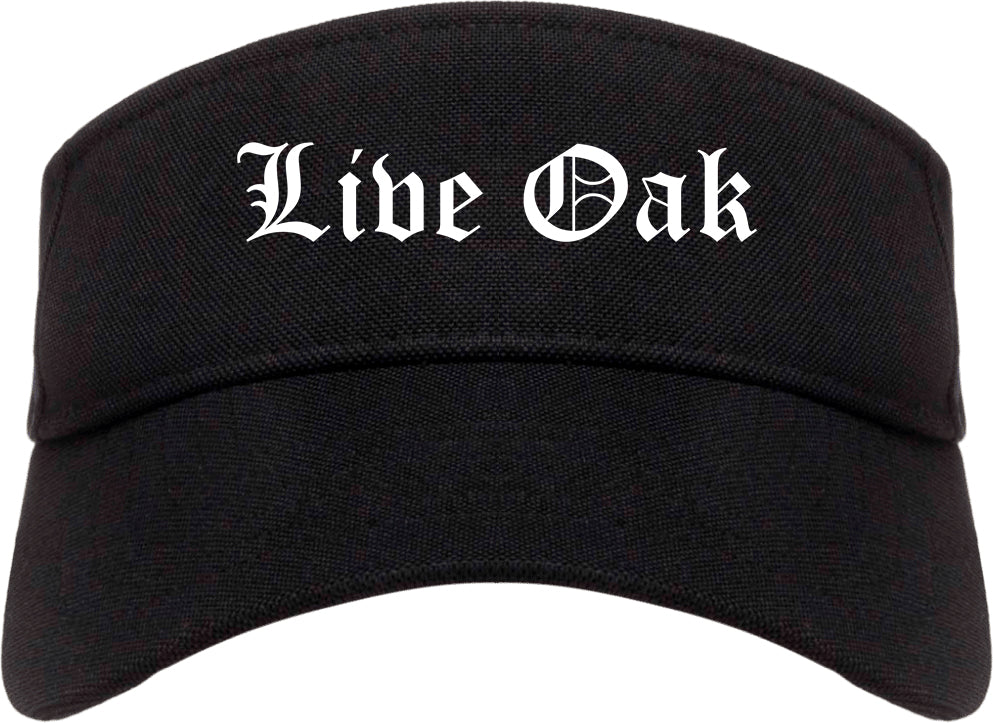 Live Oak Florida FL Old English Mens Visor Cap Hat Black