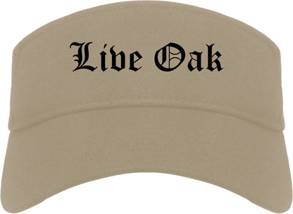 Live Oak Florida FL Old English Mens Visor Cap Hat Khaki