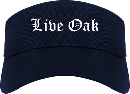 Live Oak Florida FL Old English Mens Visor Cap Hat Navy Blue