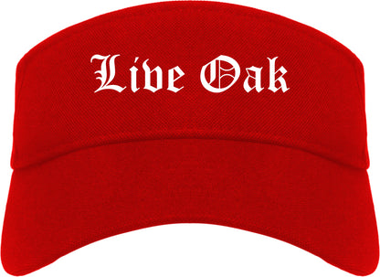 Live Oak Florida FL Old English Mens Visor Cap Hat Red