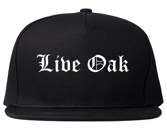 Live Oak Texas TX Old English Mens Snapback Hat Black