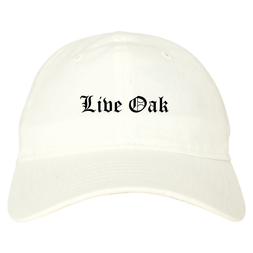 Live Oak Texas TX Old English Mens Dad Hat Baseball Cap White