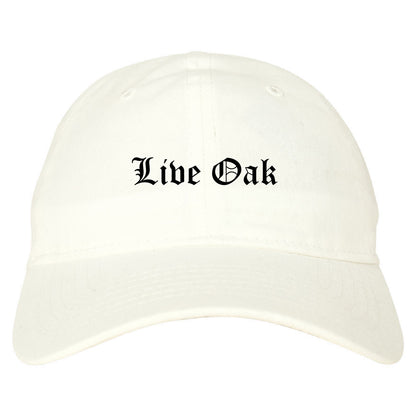 Live Oak Texas TX Old English Mens Dad Hat Baseball Cap White