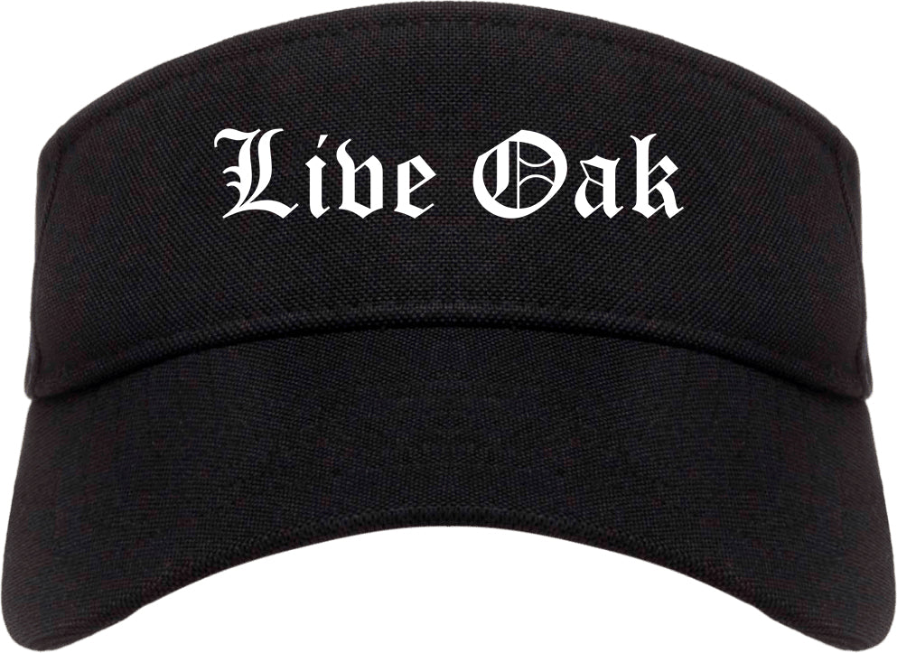 Live Oak Texas TX Old English Mens Visor Cap Hat Black