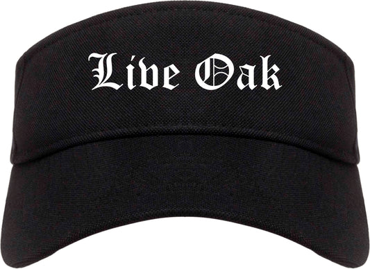 Live Oak Texas TX Old English Mens Visor Cap Hat Black
