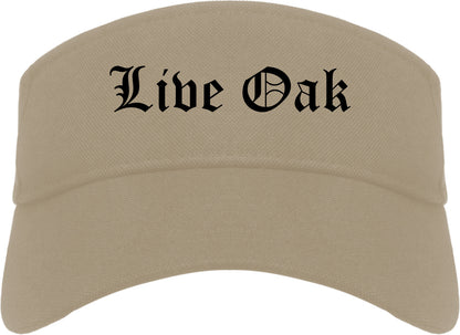 Live Oak Texas TX Old English Mens Visor Cap Hat Khaki