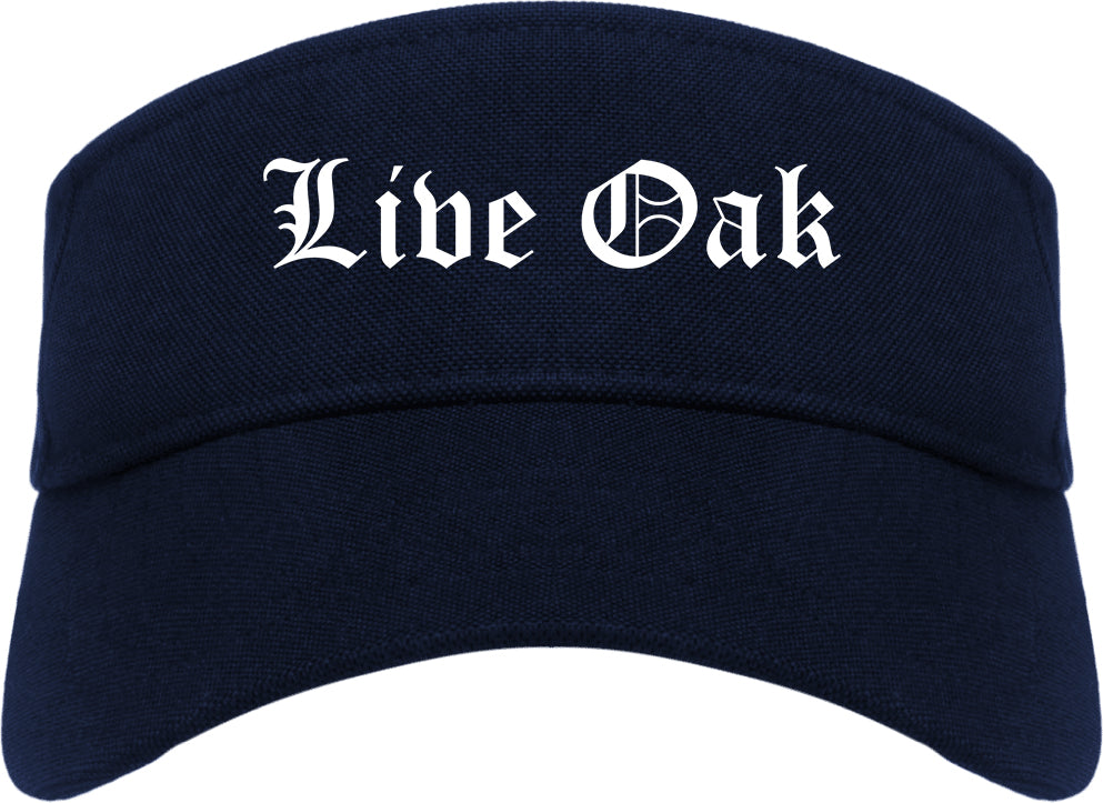 Live Oak Texas TX Old English Mens Visor Cap Hat Navy Blue