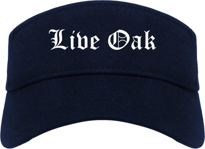 Live Oak Texas TX Old English Mens Visor Cap Hat Navy Blue