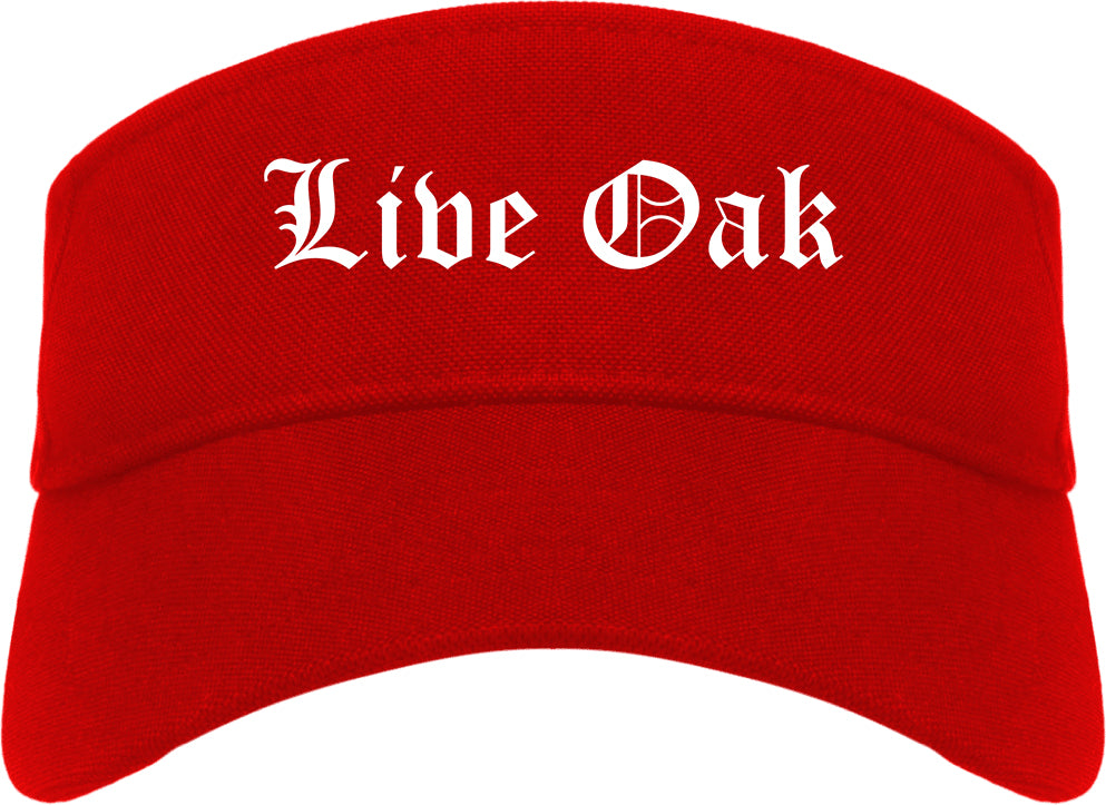 Live Oak Texas TX Old English Mens Visor Cap Hat Red