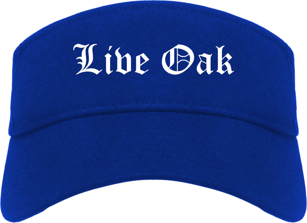 Live Oak Texas TX Old English Mens Visor Cap Hat Royal Blue