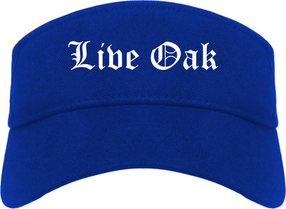 Live Oak Texas TX Old English Mens Visor Cap Hat Royal Blue