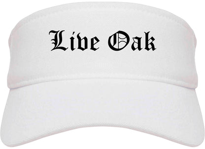 Live Oak Texas TX Old English Mens Visor Cap Hat White