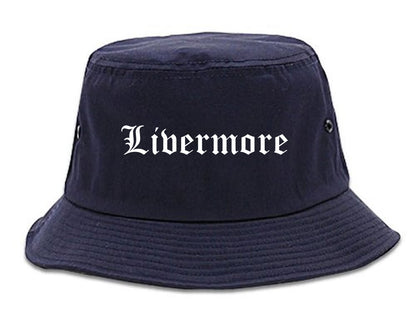 Livermore California CA Old English Mens Bucket Hat Navy Blue