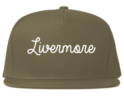Livermore California CA Script Mens Snapback Hat Grey