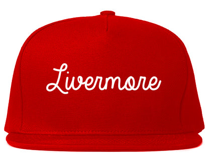 Livermore California CA Script Mens Snapback Hat Red