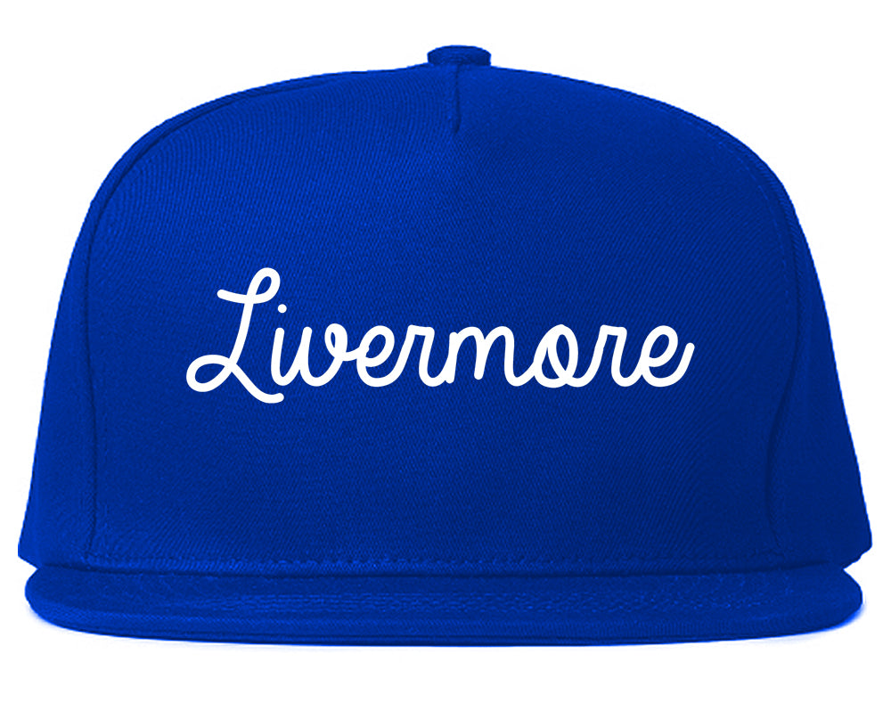 Livermore California CA Script Mens Snapback Hat Royal Blue