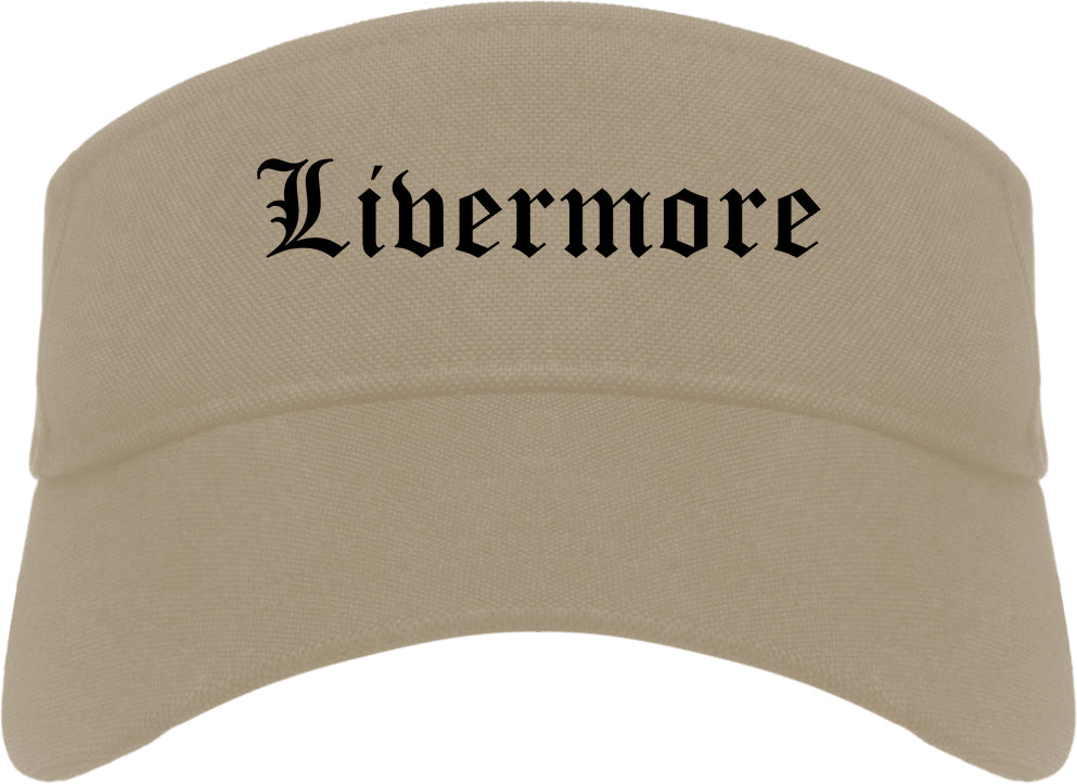 Livermore California CA Old English Mens Visor Cap Hat Khaki