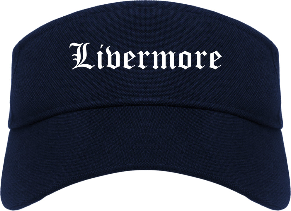 Livermore California CA Old English Mens Visor Cap Hat Navy Blue