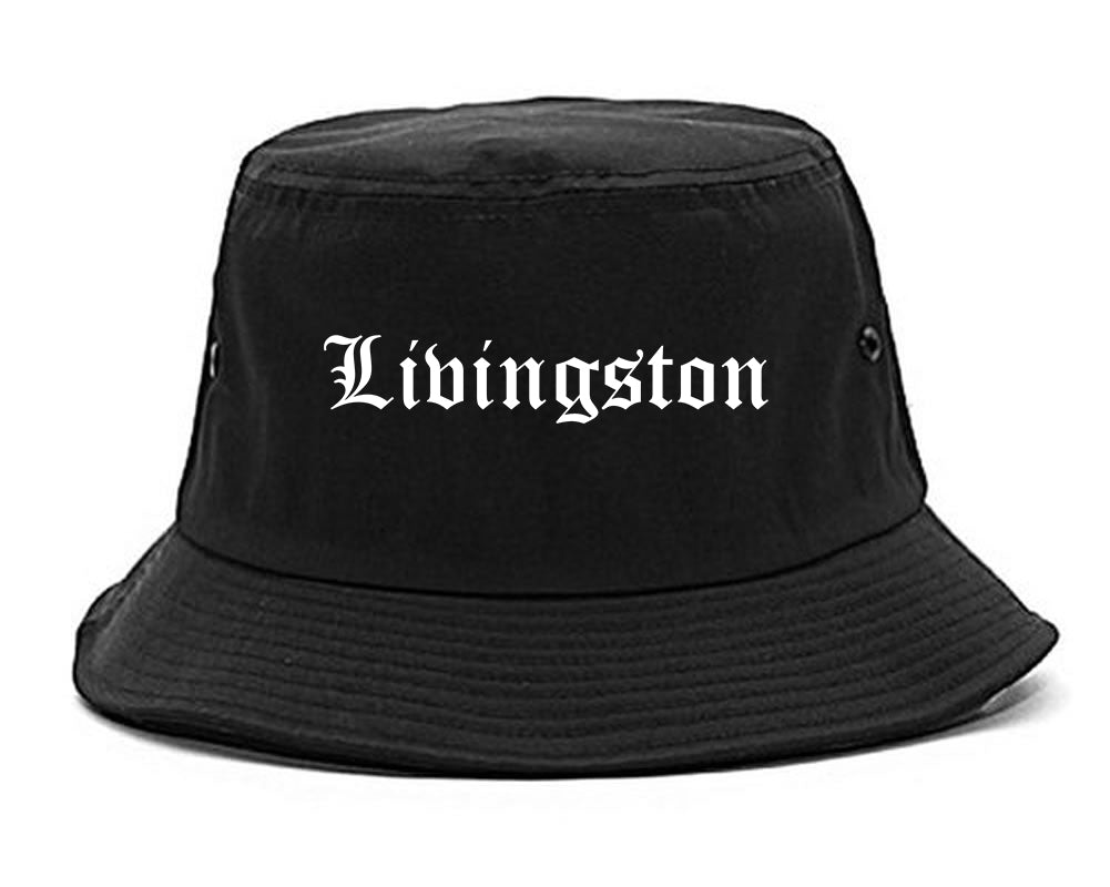 Livingston California CA Old English Mens Bucket Hat Black