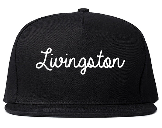 Livingston California CA Script Mens Snapback Hat Black