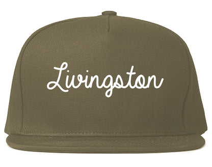 Livingston California CA Script Mens Snapback Hat Grey