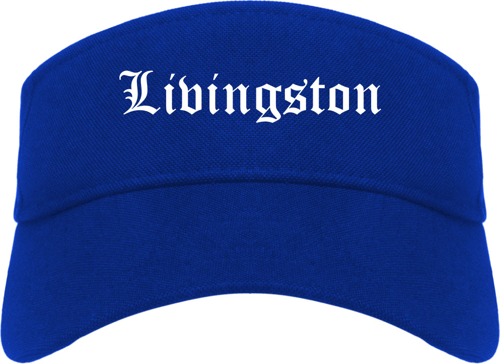 Livingston California CA Old English Mens Visor Cap Hat Royal Blue