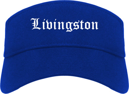 Livingston California CA Old English Mens Visor Cap Hat Royal Blue