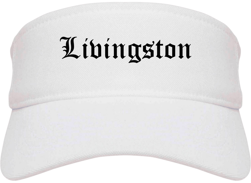 Livingston California CA Old English Mens Visor Cap Hat White