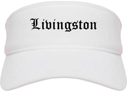 Livingston California CA Old English Mens Visor Cap Hat White