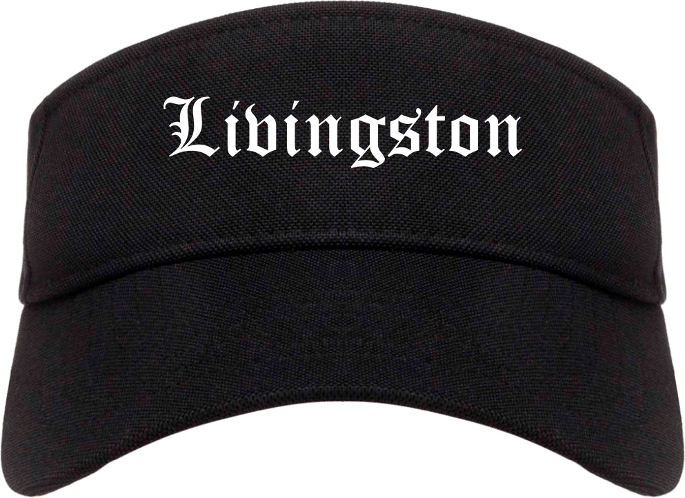 Livingston Montana MT Old English Mens Visor Cap Hat Black