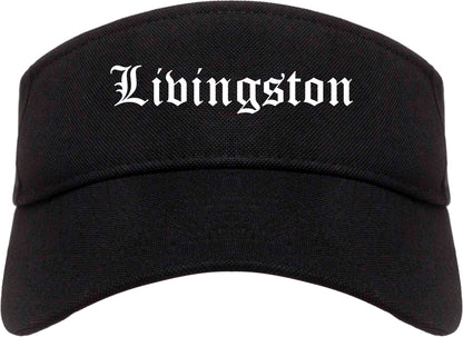 Livingston Montana MT Old English Mens Visor Cap Hat Black