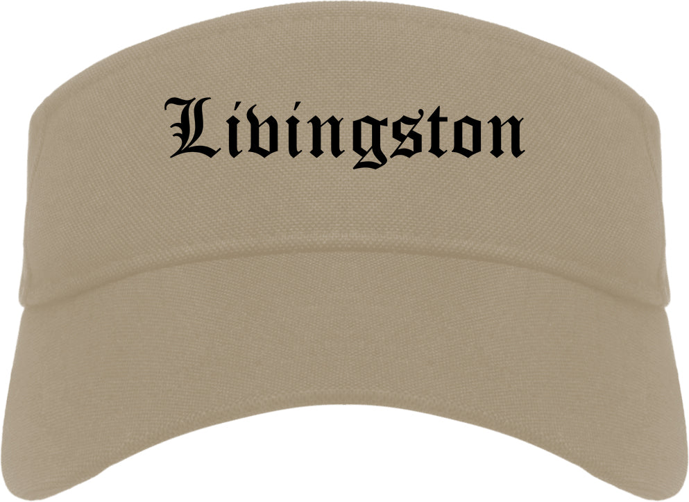 Livingston Montana MT Old English Mens Visor Cap Hat Khaki