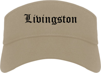 Livingston Montana MT Old English Mens Visor Cap Hat Khaki