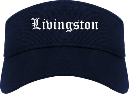 Livingston Montana MT Old English Mens Visor Cap Hat Navy Blue