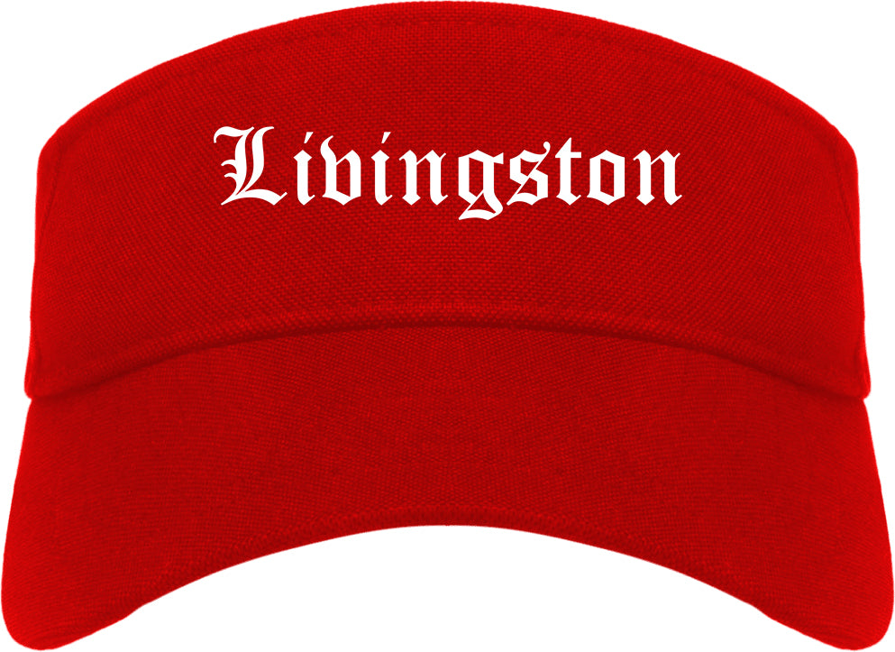 Livingston Montana MT Old English Mens Visor Cap Hat Red