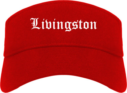 Livingston Montana MT Old English Mens Visor Cap Hat Red