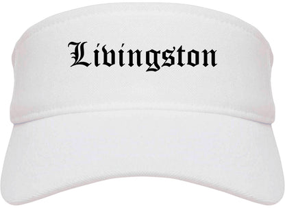 Livingston Montana MT Old English Mens Visor Cap Hat White