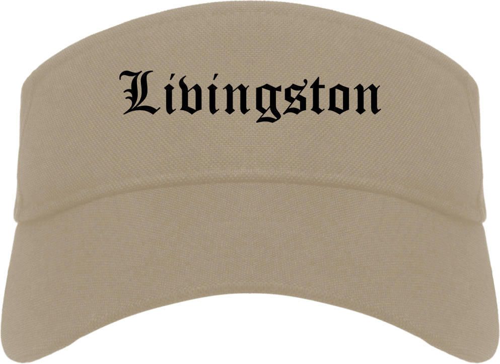 Livingston Texas TX Old English Mens Visor Cap Hat Khaki